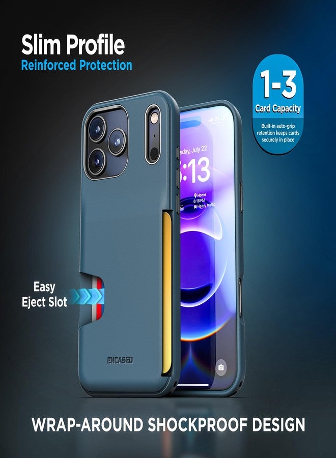 إنكاسد جراب محفظة ENCASED لهاتف iPhone 17 Pro (سلسلة Cache) - جراب حماية للهاتف مع فتحة لحامل البطاقات (أزرق) - Image 5