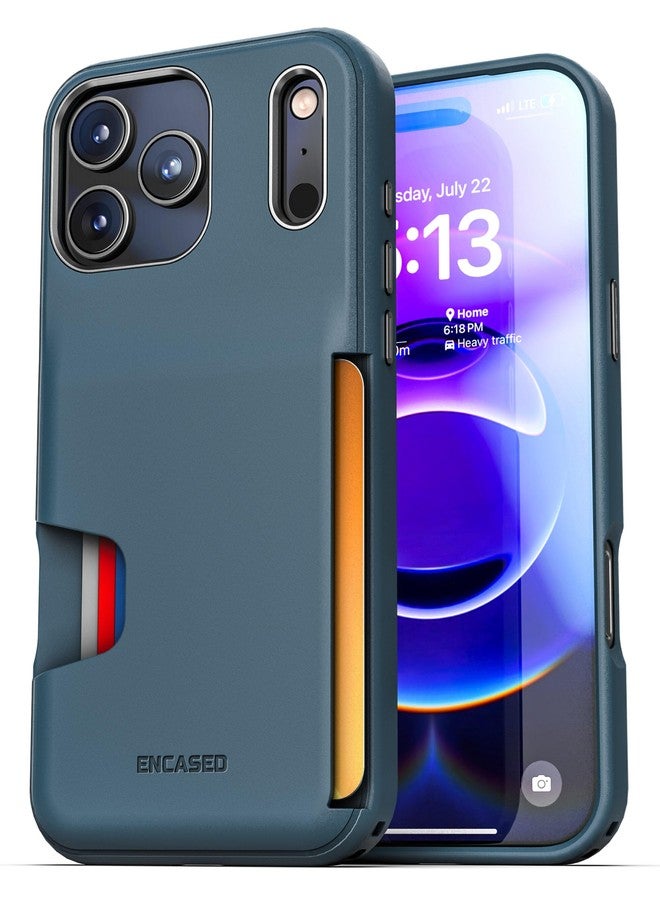 إنكاسد جراب محفظة ENCASED لهاتف iPhone 17 Pro (سلسلة Cache) - جراب حماية للهاتف مع فتحة لحامل البطاقات (أزرق) - Image 1