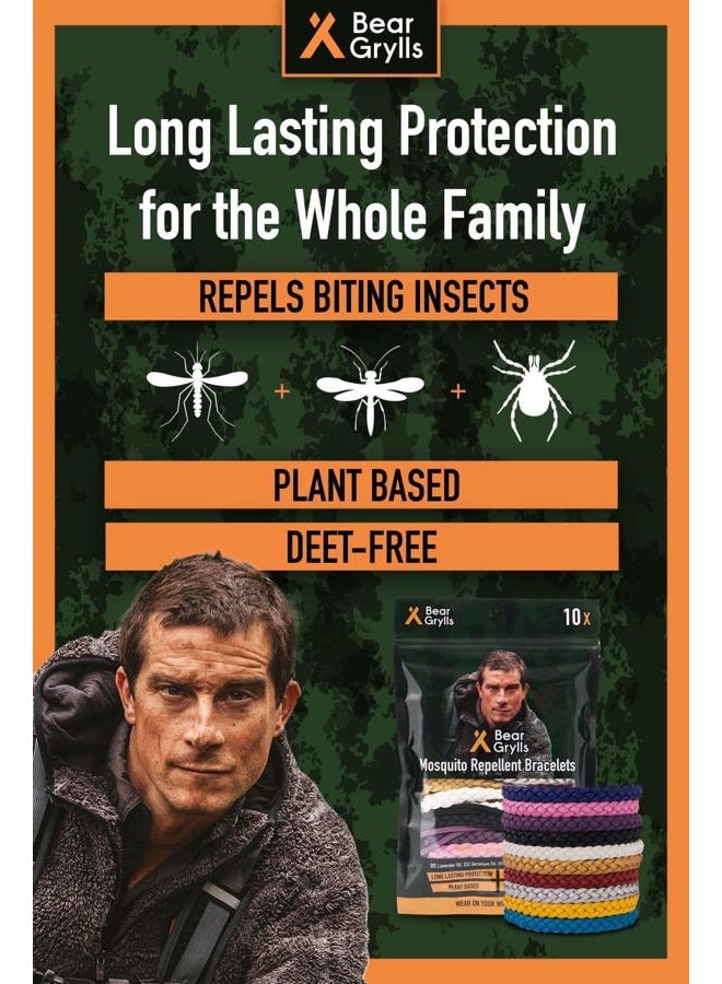 Bear Grylls أساور طاردة للبعوض | مصنوعة للمغامرة | جلد قابل للتعديل | خالية من DEET | حماية تدوم طويلاً | عبوة من 10 - Image 2