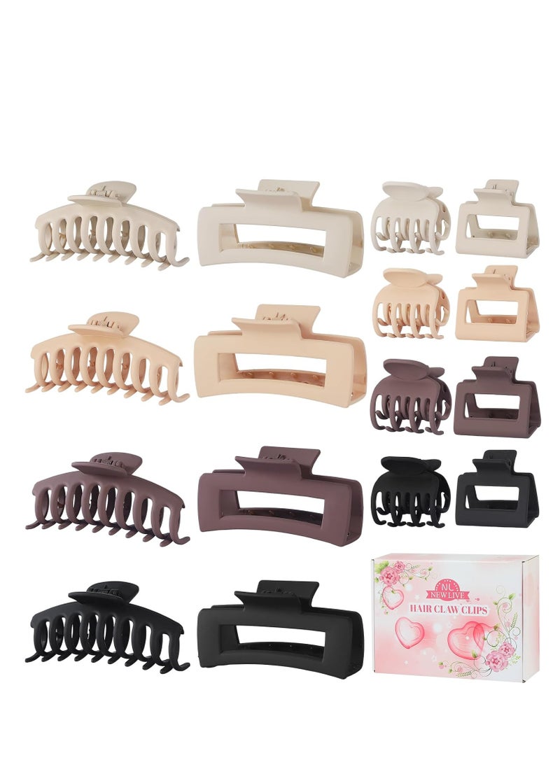 NEW LIVE - NEW LIVE Hair Clip 16 Count for Women - Hair Claws for Thin Thick Curly Hair - Large and Small Matte Banana Clips - Strong Hold Nonslip Hair Claws - Various Sizes and Styles - Image 1