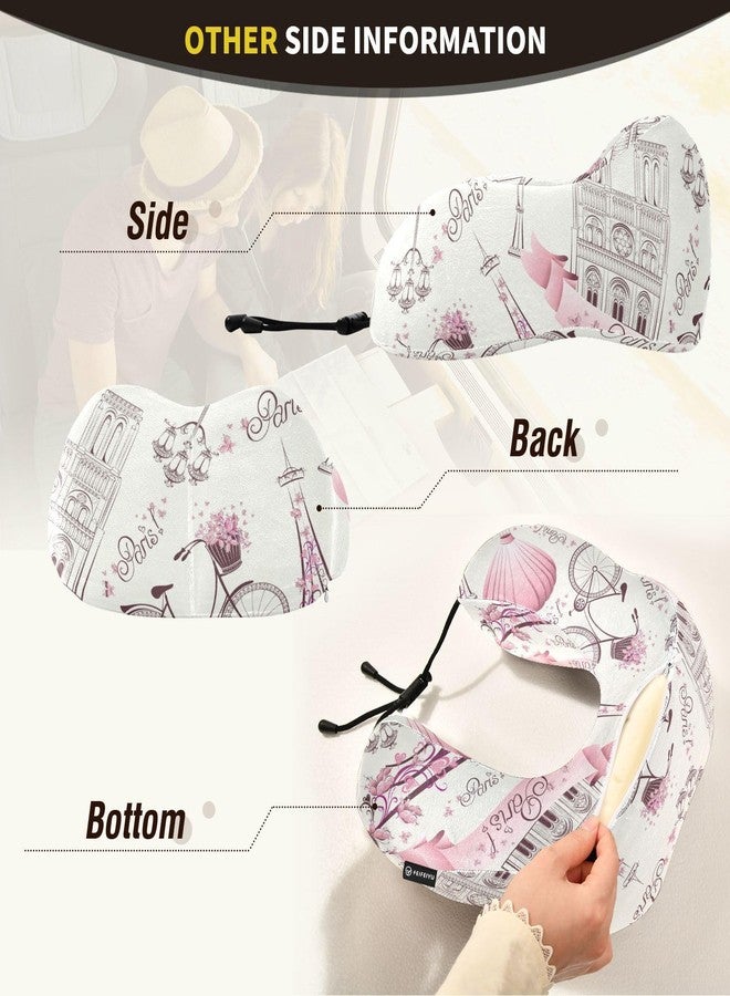 ZOEO Travel Pillow for Neck Head, Paris Eiffel Tower Flower Memory Foam Padding Sleeping Airplane Trains Cars Camping Office - Image 5