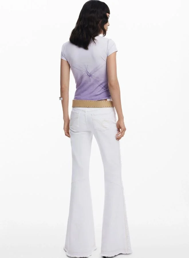 Desigual Purple Short-Sleeve T-Shirt With Opening for Women | Best Price UAE