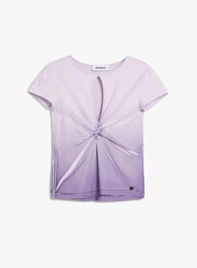Desigual Purple Short-Sleeve T-Shirt With Opening for Women | Best Price UAE
