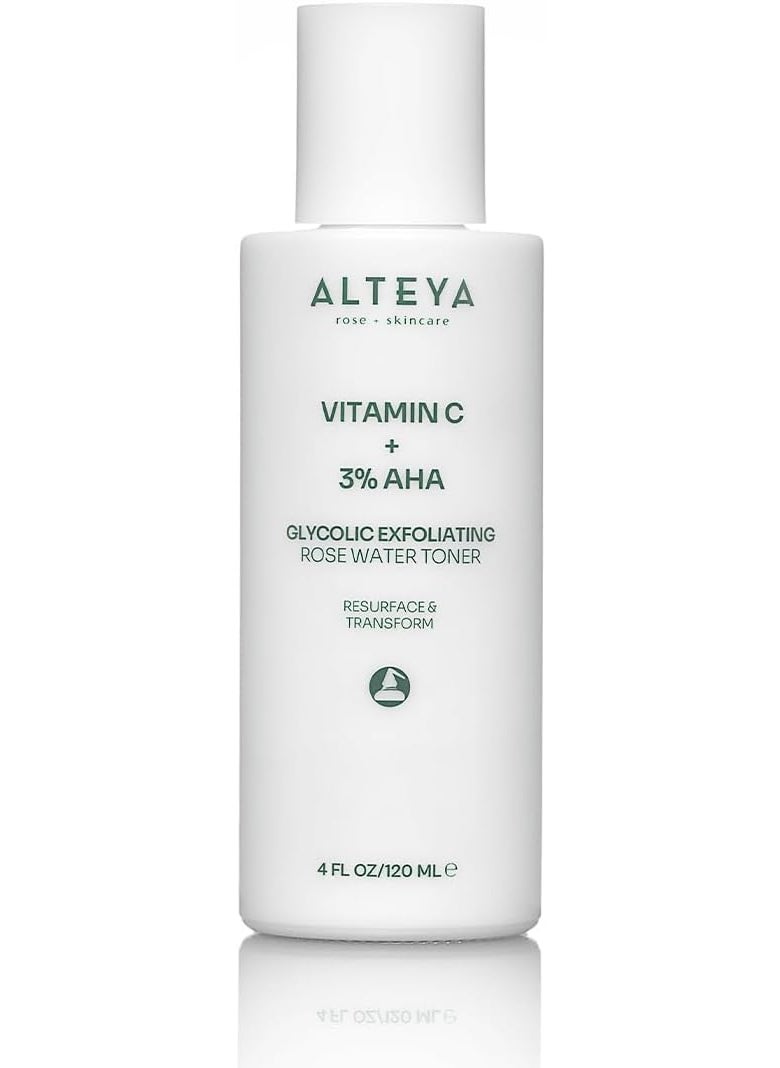 Alteya Organics Alteya Organics Glycolic Exfoliating Rose Water Toner Vitamin C Plus 3 AHA  4 Fl Oz120mL 