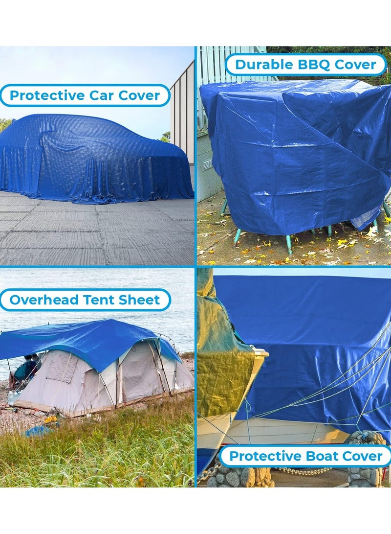 قماش مشمع واضح للسيارة من بولي إيثيلين من سيمبلي، لون أزرق، مقاس 5 × 6 متر - Image 3