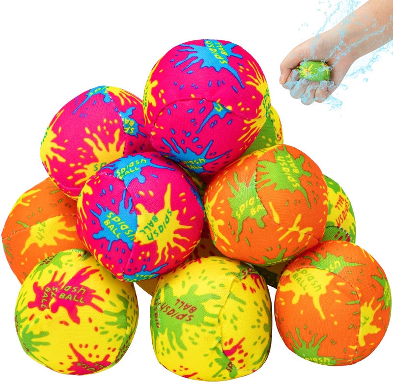 HFATMOS 12 Pcs Water Splash Balls Float Mini Water Bomb Balls for Pool Water Absorbent Ball for Water Activities Summer Beach Soaking Games Ball Party Activities - Image 2