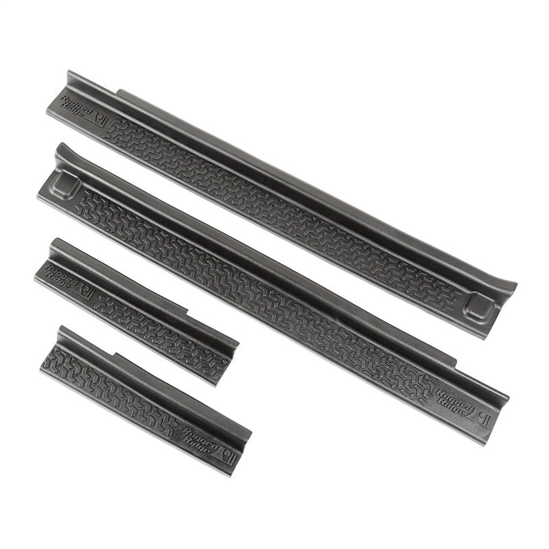 Rugged Ridge All-Terrain Entry Guards for Jeep Wrangler JKU | 4-Piece Set, No Drill | Black Thermoplastic | 11216.21 | Fits 2007-2018 Jeep Wrangler JKU 4-Door - Image 1