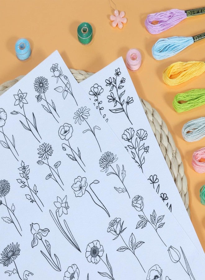 Patemby Embroidery Pattern Water Soluble Embroidery Stabilizers, Stick and Stitch Embroidery Paper Wash Away with Pre-Printed Pattern Designs Stencils Transfers for Hand Sewing Lover Beginner - Image 4