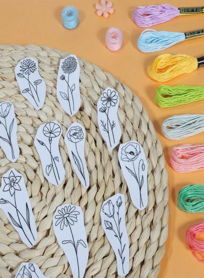 Patemby Embroidery Pattern Water Soluble Embroidery Stabilizers, Stick and Stitch Embroidery Paper Wash Away with Pre-Printed Pattern Designs Stencils Transfers for Hand Sewing Lover Beginner - Image 5