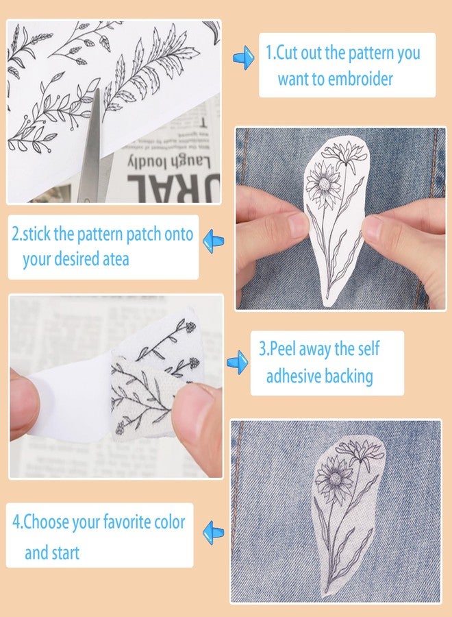 Patemby Embroidery Pattern Water Soluble Embroidery Stabilizers, Stick and Stitch Embroidery Paper Wash Away with Pre-Printed Pattern Designs Stencils Transfers for Hand Sewing Lover Beginner - Image 3