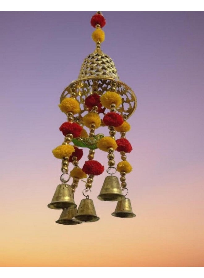 SP SellPlus,Main Door Entrace Wall Hanging for Home Decoration Office Decor,latken with Golden Bells pom pom Wall Hanging - Image 1