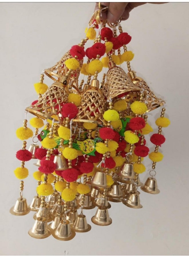 SP SellPlus,Main Door Entrace Wall Hanging for Home Decoration Office Decor,latken with Golden Bells pom pom Wall Hanging - Image 3