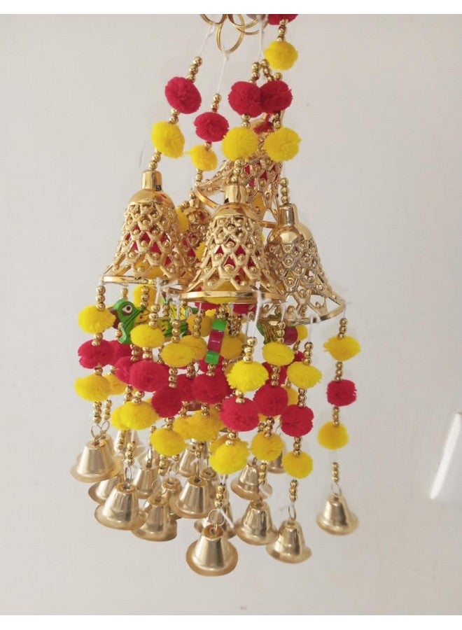 SP SellPlus,Main Door Entrace Wall Hanging for Home Decoration Office Decor,latken with Golden Bells pom pom Wall Hanging - Image 4