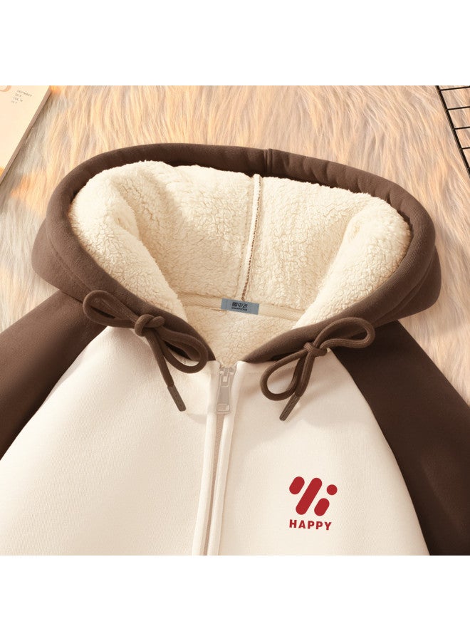 Flying in the snow Women's Hoodie Jacket 2026 New Retro Color-blocking Cardigan Hooded Top Women's Style - Image 3