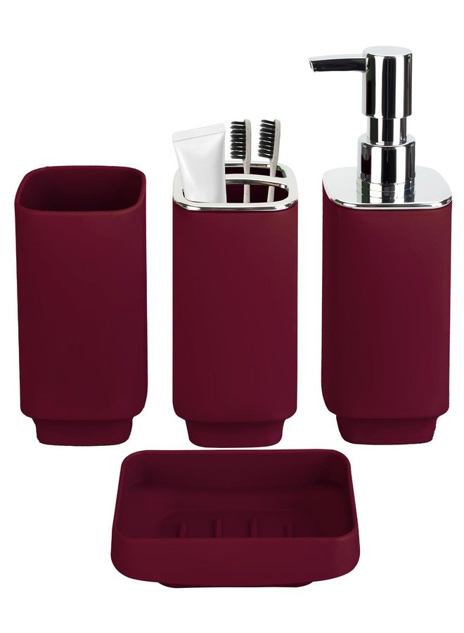 CDorigin 4Pack Bathroom Accessories Set, Bohemian Bathroom Sink Set, Contain Soap Dispenser, Toothbrush Holder, Soap Dish & Mouthwash Cup,Square soap and Toothbrush Holder Set - Image 1