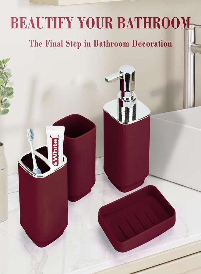 CDorigin 4Pack Bathroom Accessories Set, Bohemian Bathroom Sink Set, Contain Soap Dispenser, Toothbrush Holder, Soap Dish & Mouthwash Cup,Square soap and Toothbrush Holder Set - Image 3