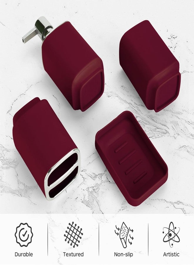 CDorigin 4Pack Bathroom Accessories Set, Bohemian Bathroom Sink Set, Contain Soap Dispenser, Toothbrush Holder, Soap Dish & Mouthwash Cup,Square soap and Toothbrush Holder Set - Image 4