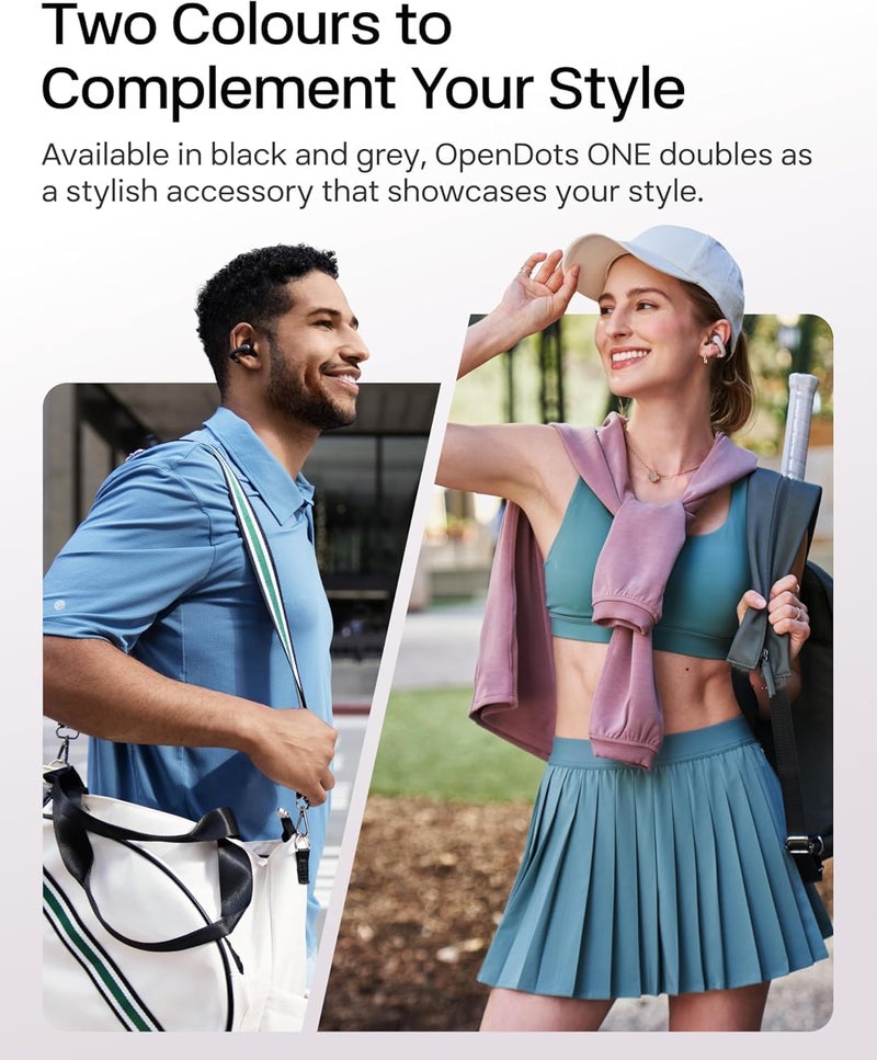 شوكز سماعات SHOKZ OpenDots ONE مفتوحة الأذن - صوت دولبي المميز، 40 ساعة وقت تشغيل، بلوتوث 5.4، مقاومة للماء IP54، مع قطعة قماش للتنظيف - أسود - Image 4