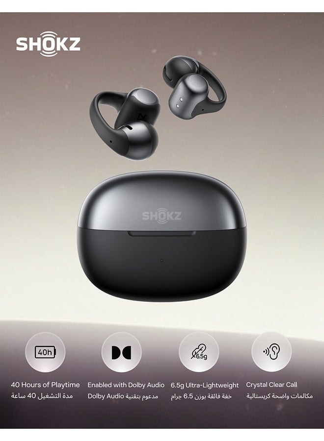 SHOKZ OpenDots ONE Open Ear Headphones - Premium Dolby Audio, 40 hrs Playtime, Bluetooth 5.4, IP54, with Cleaning Cloth - Black Black - Image 1