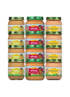 Earth's Best Earth's Best Organic Baby Food Jars, Stage 1 Fruit Puree for Babies 4 Months and Older, Organic Fruit Variety Pack, 4 oz Resealable Glass Jar (Pack of 12)  - Image 1