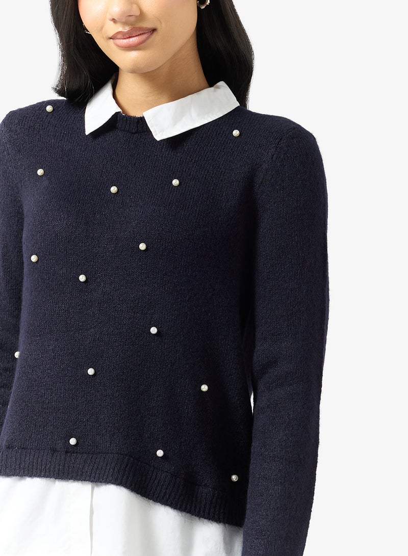 ONLY Onldolly Pearl Detailed Pull Over Knitted Sweater - Image 2