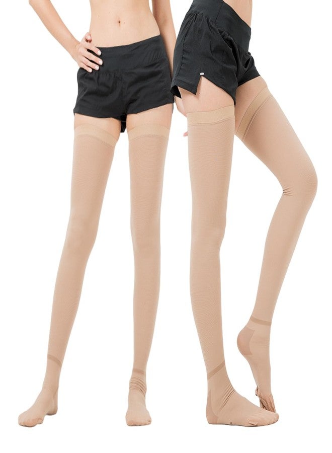 Sagry Ted Hose Compression Stockings - Anti Embolism Compression Stockings - Thigh High Compression Socks for Women and Men - 15-20 mmHg Compression Ted Hose with Inspect Toe Hole (M, Beige) - Image 1