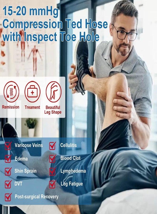 Sagry Ted Hose Compression Stockings - Anti Embolism Compression Stockings - Thigh High Compression Socks for Women and Men - 15-20 mmHg Compression Ted Hose with Inspect Toe Hole (M, Beige) - Image 3