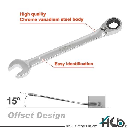 HB 7-Piece Ratchet Wrench Set WGM002-U | 90T & 120T Non-Slip Reversible Metric Wrenches 8–19mm | Patented Grip Plus Rounded Bolt Remover | Chrome Vanadium Steel Storage Rack Made in Taiwan - Image 4
