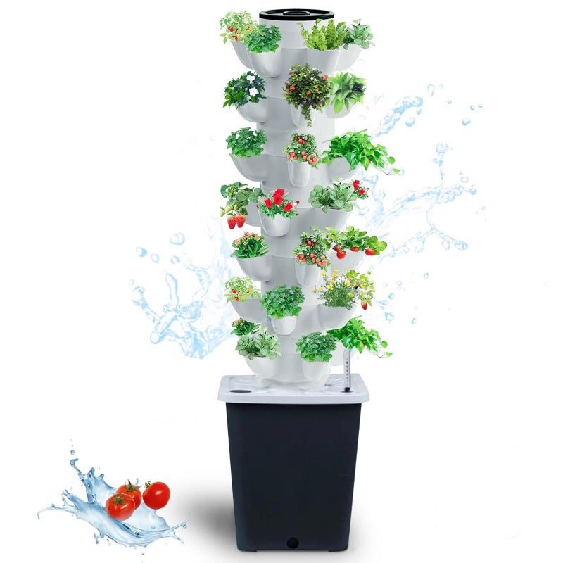 JPWDDWYT Hydroponics Tower Indoor Growing System Vertical Garden Planter Indoor Smart Garden Kit with Pump and Movable Water Tank Vegetable Plant Gift for Gardening Lover (35-Plants) - Image 1