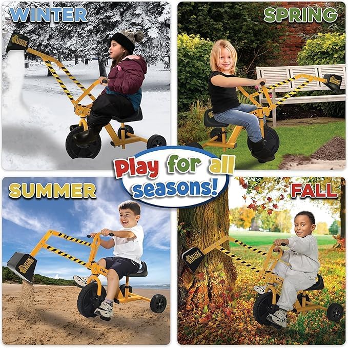 stargo Kids Excavator Sand Digger Tricycle with Pedals, Handlebar, Scooper and Rotating Wheel, Ride On Excavator Construction Toy Trike for Toddler Boy - Image 3