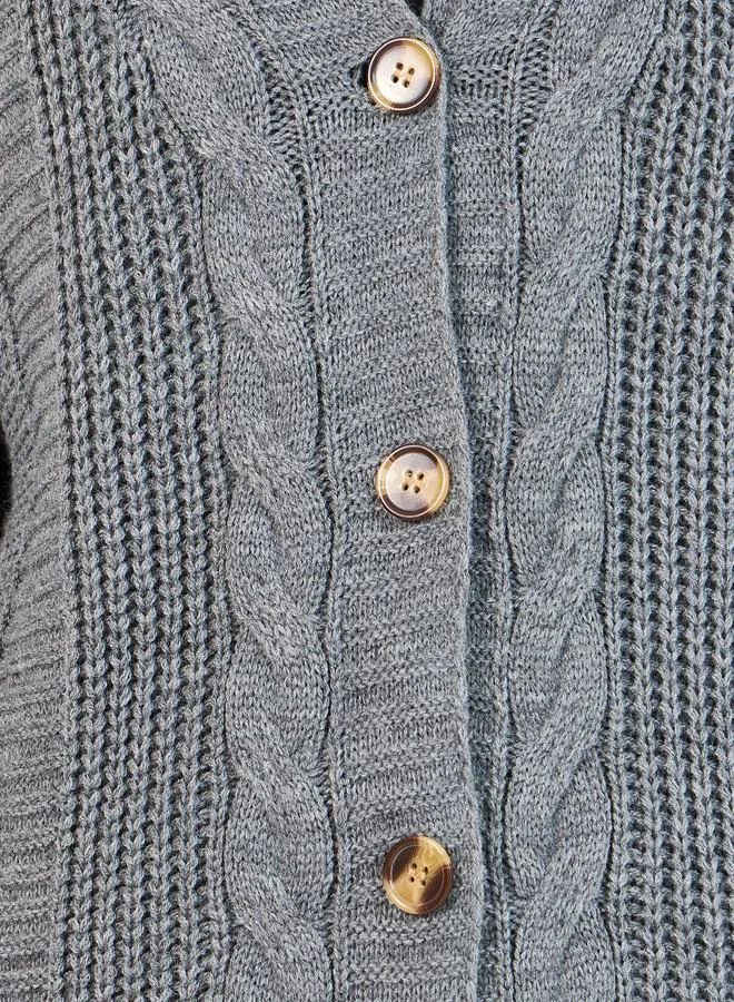 Styli Oversized Longline Cable Knit Cardigan