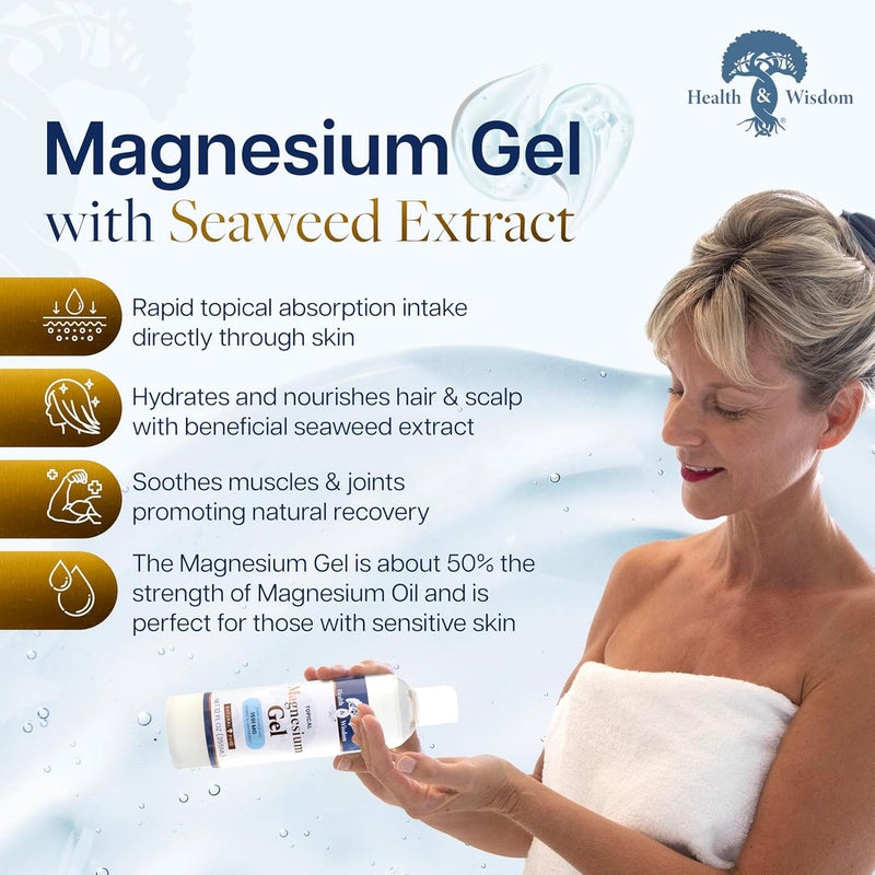 Health and Wisdom Topical Magnesium Gel - 12 fl oz (355 ml) for Muscle Relief - Image 2