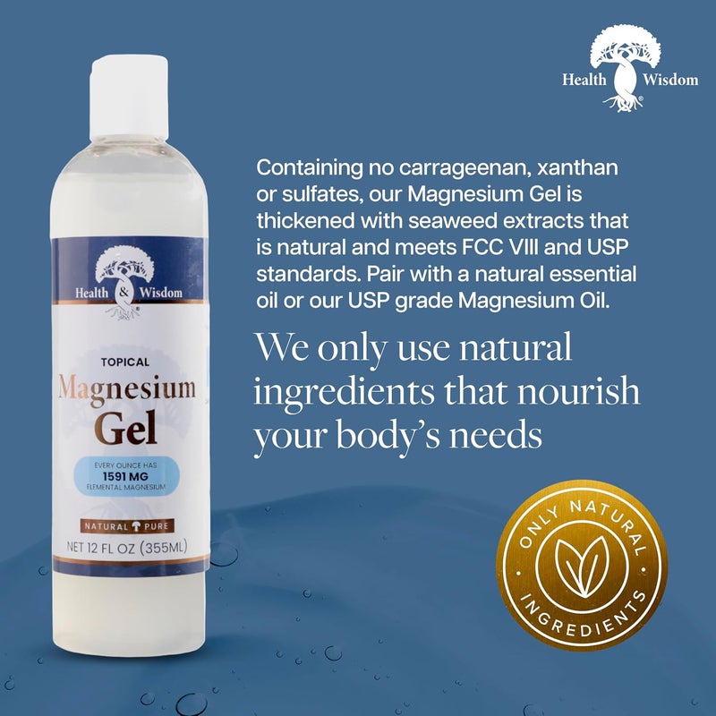 Health and Wisdom Topical Magnesium Gel - 12 fl oz (355 ml) for Muscle Relief - Image 3