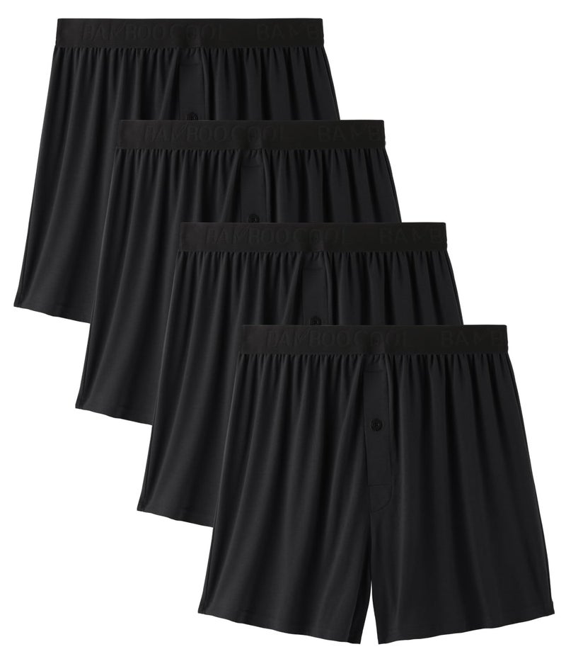 BAMBOO COOL Mens Underwear Boxers Moisture-wicking and Cool Men's Boxer Shorts Loose Fit Super Soft 4 Pack Large - Image 1