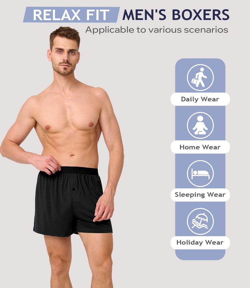 BAMBOO COOL Mens Underwear Boxers Moisture-wicking and Cool Men's Boxer Shorts Loose Fit Super Soft 4 Pack Large - Image 5