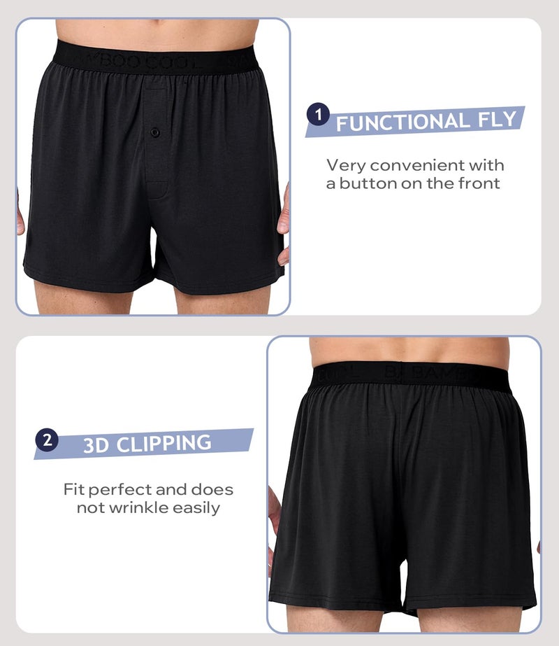 BAMBOO COOL Mens Underwear Boxers Moisture-wicking and Cool Men's Boxer Shorts Loose Fit Super Soft 4 Pack Large - Image 2