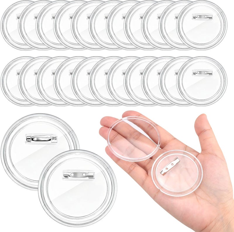 Bignc 2.3 Inch Clear Acrylic Button Pins - 40 Pack DIY Custom Design Buttons, Pin Backs & Blanks for Sublimation, Crafts, Photo Badges for DIY Gifts & School Projects,Teams, Events Badges - Image 1