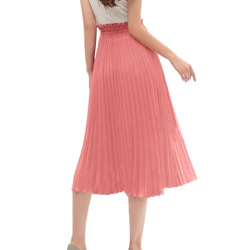 GOOBGS Women's Pleated A-Line High Waist Swing Flare Midi Skirt Blush XX-Large/XXX-Large - Image 3