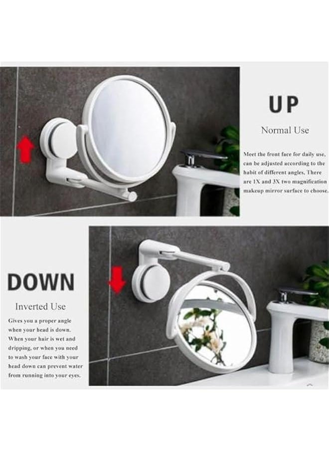 RYNX Wall Mounted Makeup Mirror 5.9 inches DoubleSide Makeup Mirror with 1X 3X Magnification Swivel Extendable Bathroom Mirror  - Image 5