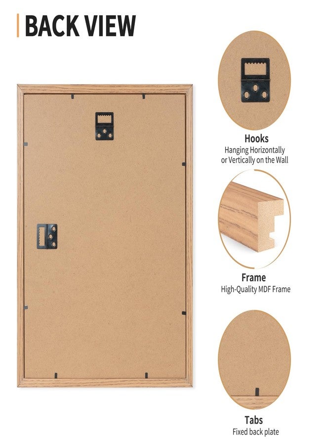 ATOBART 11x14 Picture Frame Set of 4, Displays 8x10 with Mat or 11x14 Without Mat, Photo Frames for Wall Hanging or Tabletop, Includes HD Plexiglass, Light Wood Grain - Image 4