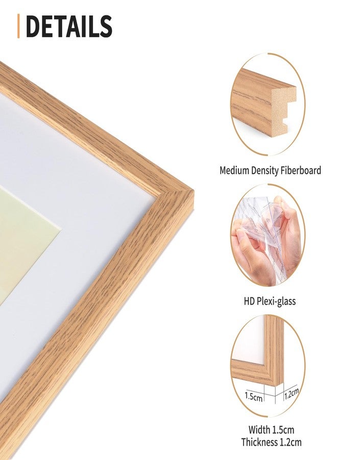 ATOBART 11x14 Picture Frame Set of 4, Displays 8x10 with Mat or 11x14 Without Mat, Photo Frames for Wall Hanging or Tabletop, Includes HD Plexiglass, Light Wood Grain - Image 5