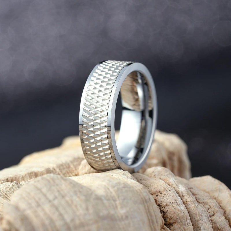 King Will Mens Tungsten Carbide Wedding Band with Groove Design, 6/7/8mm Width, Brushed/Polished Finish Men's Rings Comfort Fit - Image 3