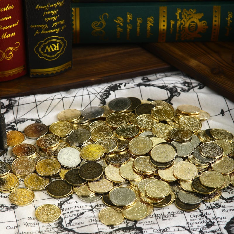 ACTIONDRAKE Metal Pirate Coins, 100 Pieces Lots of Toys Gold Coins for Board,DND Props Accessories, Treasures and Treasure chests Fantasy Dragon Coinsfor RPG Tablelap - Image 4