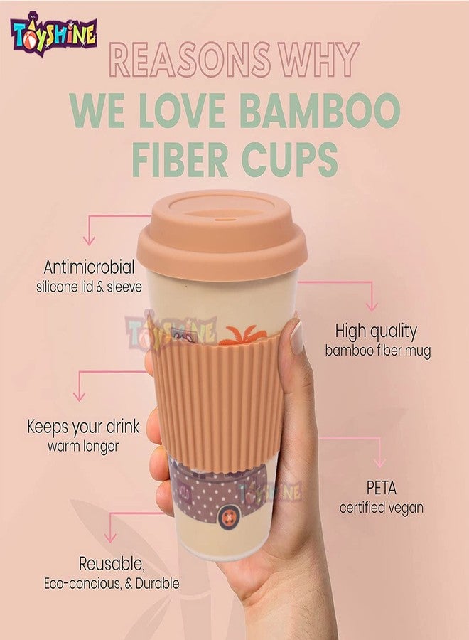 توي شاين أكواب توي شاين ناتشرز كاب - أكواب شرب للأطفال مصنوعة من الخيزران مع مقابض سيليكون، طقم أدوات مائدة، كوب للأطفال الصغار، آمن للغسل في غسالة الصحون 400 مل - أصفر - Image 4