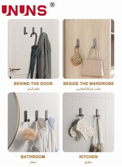 UNUNS 6-Piece Self Adhesive Hook,Gun Grey Towel Hooks Stick On Bathroom Or Kitchen,Space Aluminum,Wall Hooks Self Adhesive Hooks  - Image 5