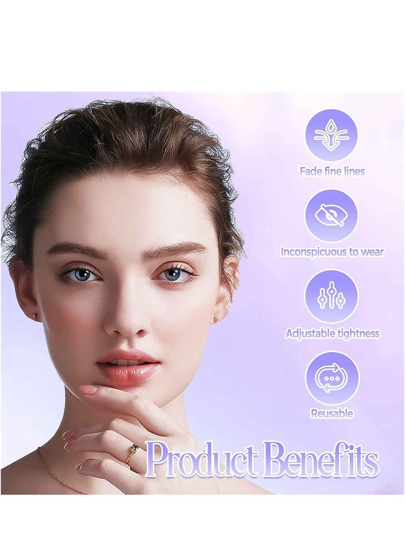 Excefore Face Lift Stretching Strap, 4Pcs Facelift Bands with Hair Clips, Instant Face Lift, Adjustable Invisible Hairpin Face Slimming Bands, Reusable Eye Wrinkles Elastic Belt for Women - Image 2