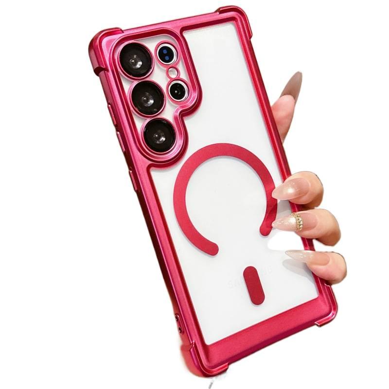 Acrylic MagSafe Case for Samsung Galaxy S24 Ultra with Shockproof and Drop Protection plus Shockproof plus Strong Magnetic plus Matte Finish in Red - Image 1