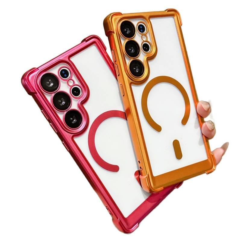 Acrylic MagSafe Case for Samsung Galaxy S24 Ultra with Shockproof and Drop Protection plus Shockproof plus Strong Magnetic plus Matte Finish in Red - Image 2