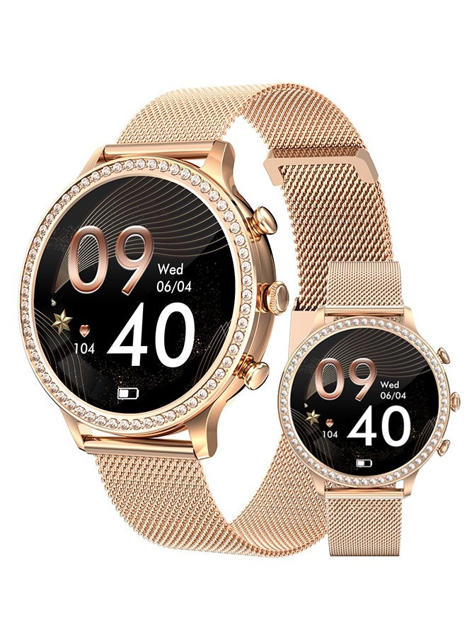 RollsTimi  Women's smart watch (answer/make calls) smartwatch for Android phones and iOS 1.32"HD screen fitness tracker 19 exercise mode heart rate sleep monitor pedometer waterproof, RT-I70 Gold - Image 1