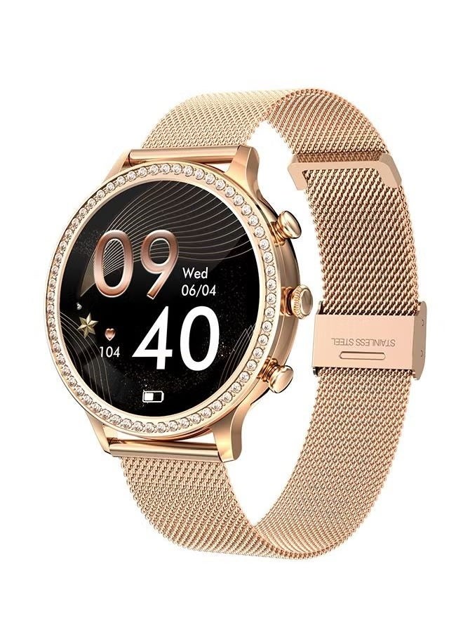 RollsTimi  - Women's smart watch (answer/make calls) smartwatch for Android phones and iOS 1.32"HD screen fitness tracker 19 exercise mode heart rate sleep monitor pedometer waterproof, RT-I70 Gold - Image 1